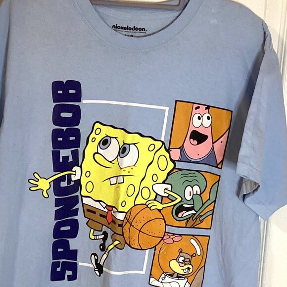 SpongeBob SquarePants Men's Women's Blue Graphic T-Shirt Size L Nickelodeon - Picture 2 of 5
